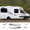 Black Wave Stripe Decals Vinyl Stickers For RV Camper Trailer Van Both Body Side