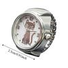 Round Finger Ring Watch Gold Cat Dial Clock Punk Quartz Watch  Clothes Accessories