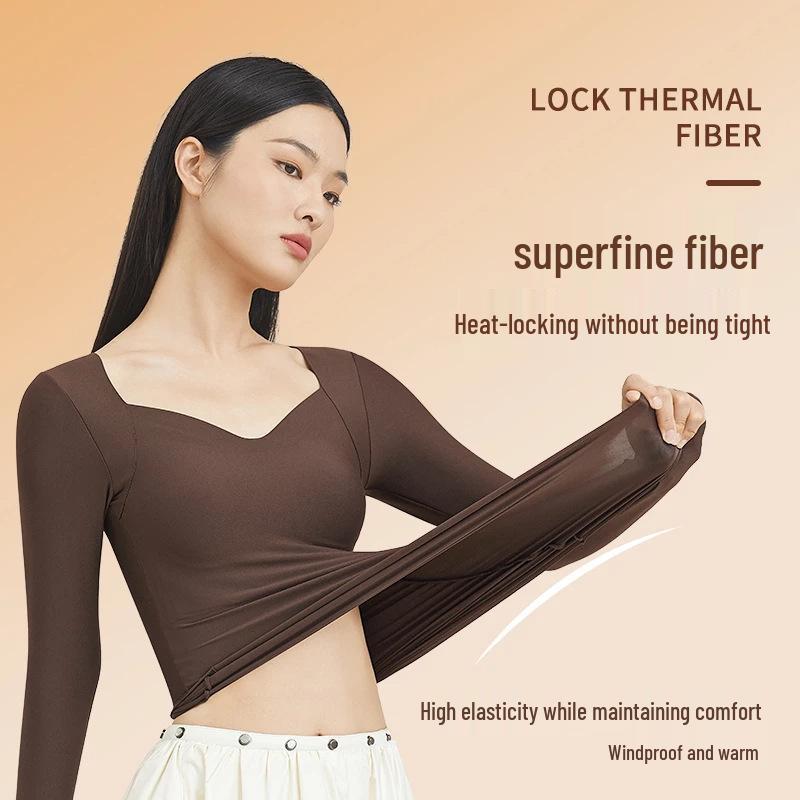 Herbal Style Seamless Hyaluronic Acid Inner Wear: Women's Invisible Skin-Beautifying Base Layer with Chest Pad - Warm Underwear for Autumn and Winter.