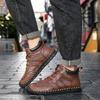 Hand-stitching Leather Men Boots Genuine Leather Casual Leather Shoes Men Ankle Boots