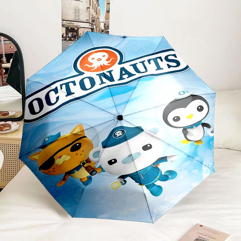Octonauts Adventure Beyond Automatic Folding Umbrella - 8-Rib Travel Umbrella with Auto Portable Case, Ideal Gift for Birthdays