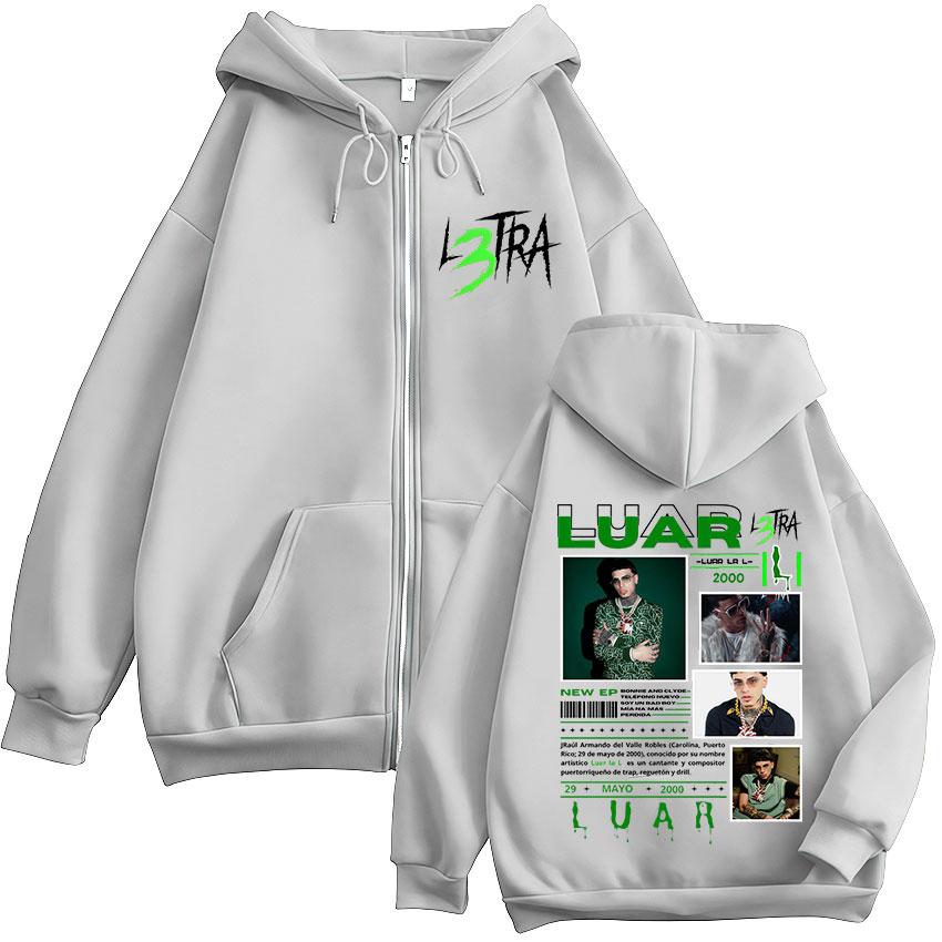 Rapper Luar La L Album L3TRA Zipper Hoodies Men's Women Hip Hop Fashion Zip Up Sweatshirts Oversized Pullovers Jacket Streetwear