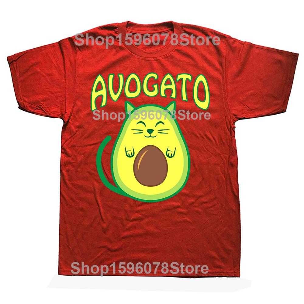 Funny Avogato Avocado Cat Cat Vegan T Shirts Men Women Pure Cotton Humor Streetwear Tee Shirt Short Sleeve Unisex Loose Clothing S