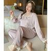 French Purple Jacquard Light Luxury Ice Silk Pajamas Short-Sleeved Trousers Women'S Summer Thin High-End Loungewear