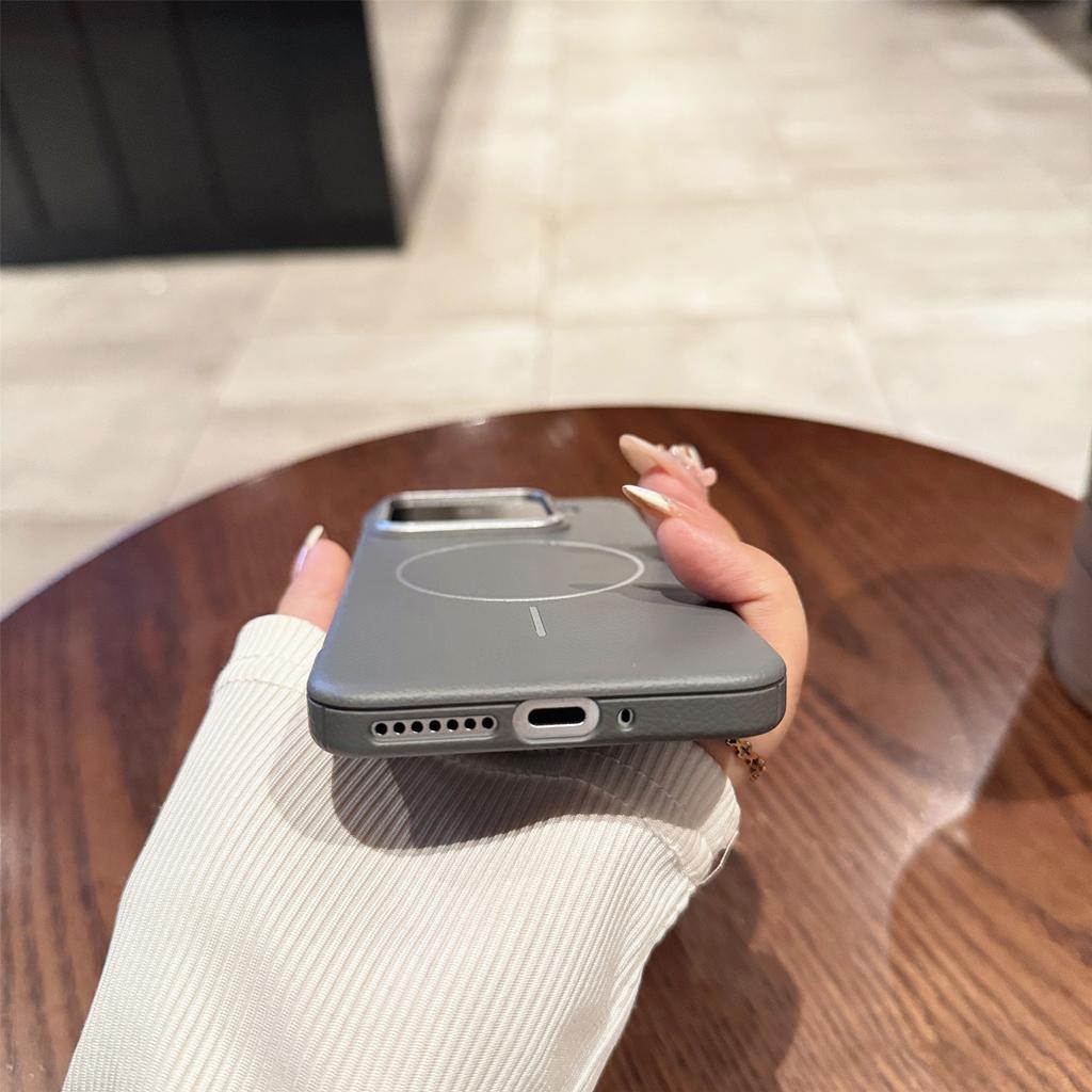 PC Borderless Leather Pattern Fine Ring Magnetic Attraction Is Suitable for Xiaomi Xiaomi15Pro Mobile Phone Case Xiaomi15 Protective Case