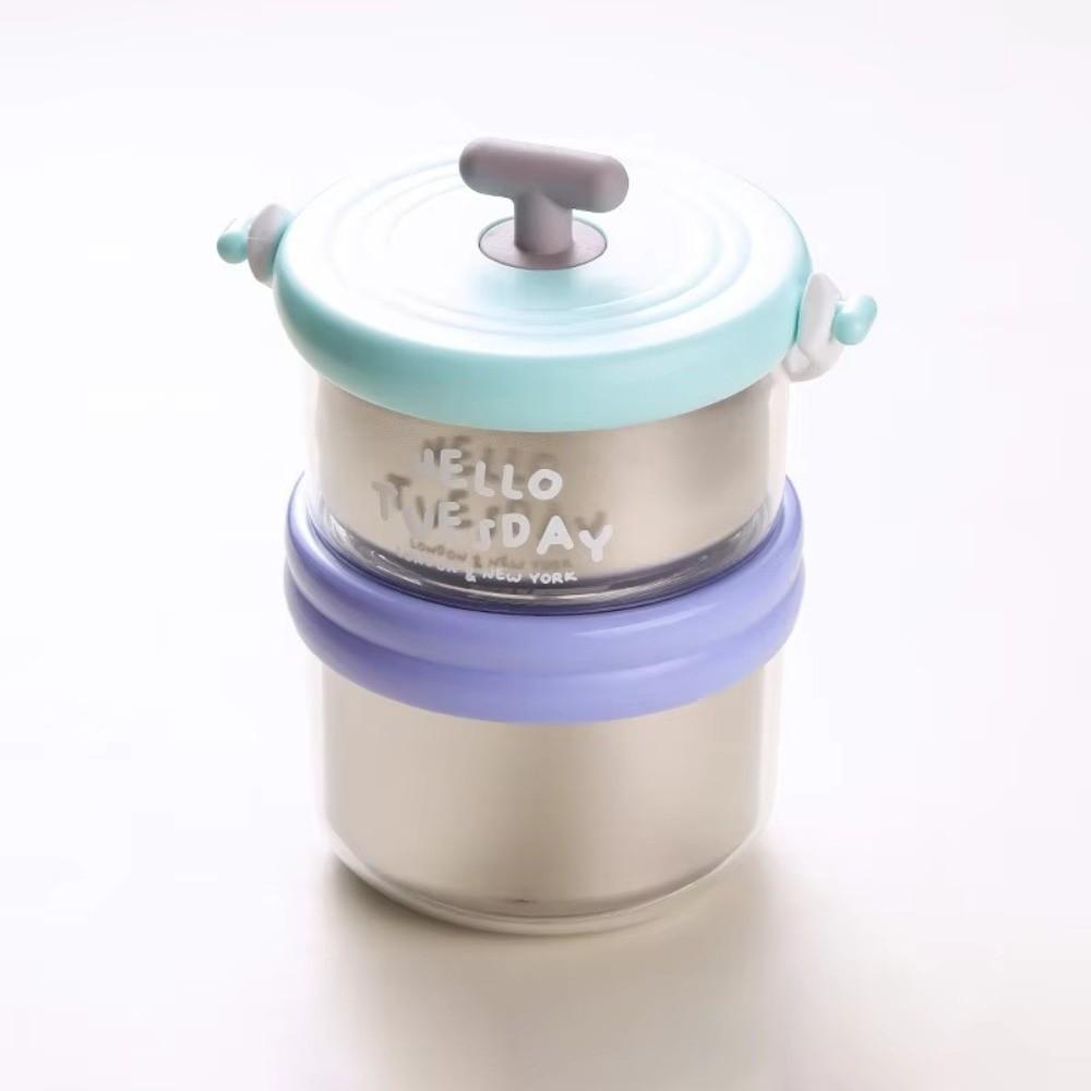 

Double Layer Insulated Lunch Box Round Stainless Steel Thermal Lunch Box Leak-proof Microwaveable Sealed Fresh-keeping Box зелений