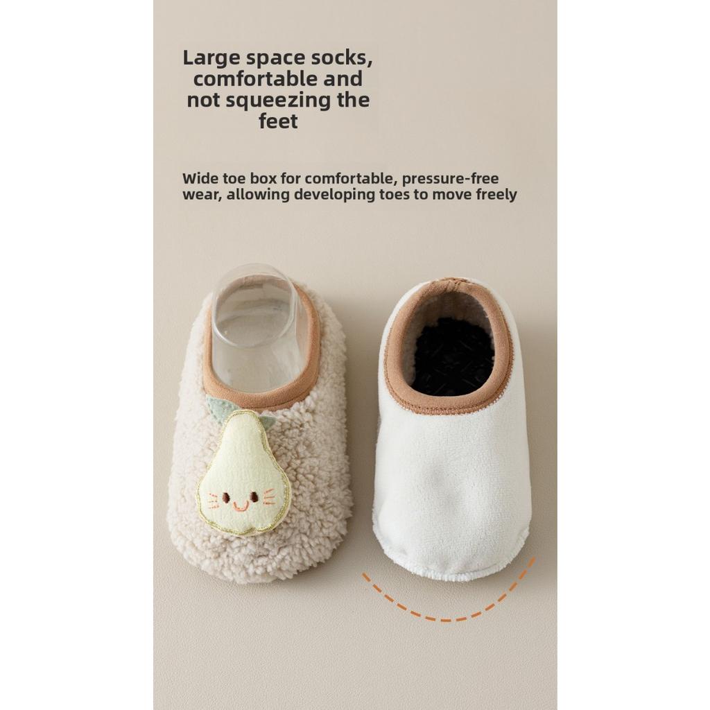 Floor Socks, Children's Autumn and Winter Thick Velvet Baby Walking Shoes, Baby Anti Slip Soft Soled Floor Socks, Early Education Shoe Covers