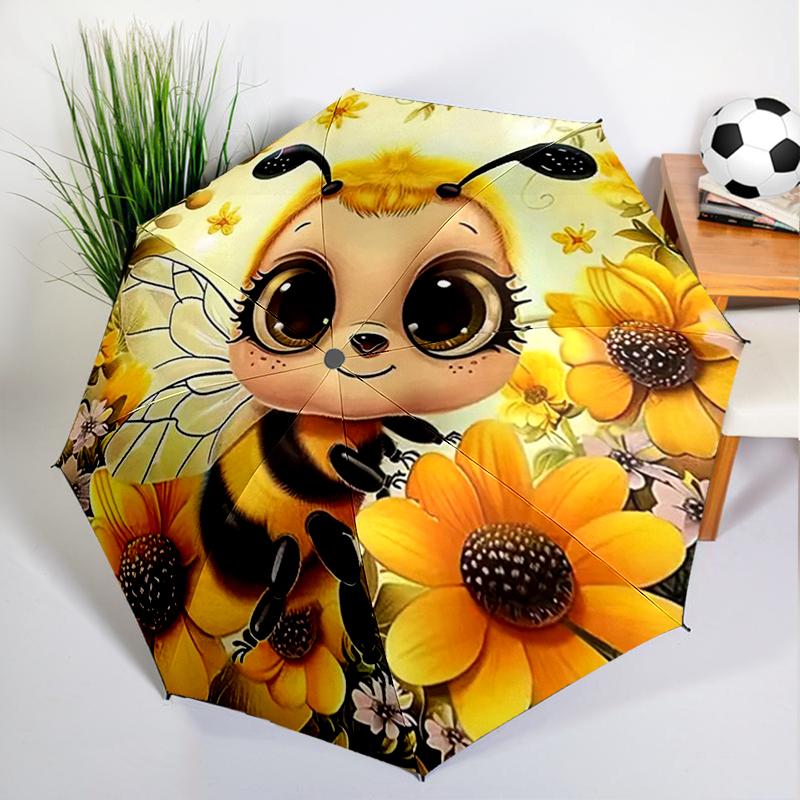 

1PC Cartoon Cute Bee Umbrella Automatic Open/close, Sturdy Iron Frame & 8-Rib Struct, Umbrella for Women & Men, Christmas Gifts