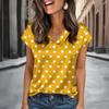 Blusas Femininas de Cetim Manga Curta Camisa com Decote V Looks Business Casual