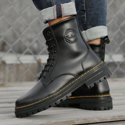 Bottines Martin pour hommes Style britannique Montantes Chaussures en cuir Chaussures pour hommes Hiver Velours Chaud Chaussures en coton Bottines courtes en cuir Outil Bottes de neige