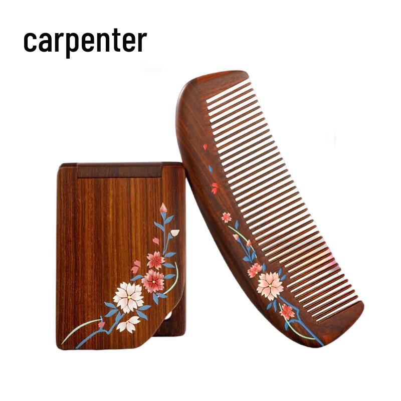 Brązowy zestaw drewnianych grzebieni do masażu włosów Mujiang