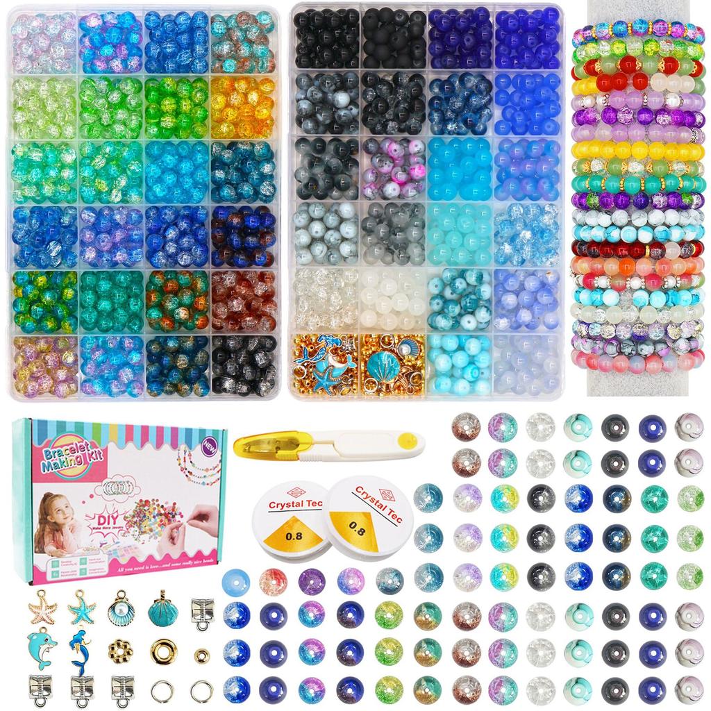 Gemischtfarbige Kristallglasperlen-Set Perlenarbeiten DIY Bekleidungsperlen-Zubehör Armband-Zubehör Material-Set Bastelbedarf