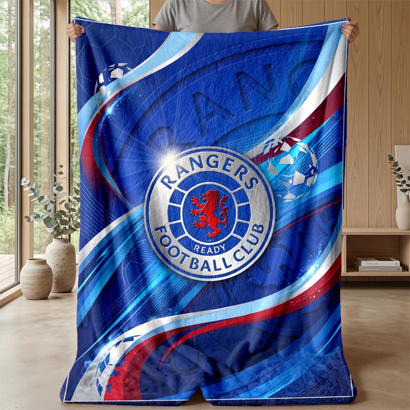 Rangers FC Weiche Flanell-Fleece-Decke Leicht Gemütlich Warm Überwurfdecke für Sofa Bett Heimdekoration