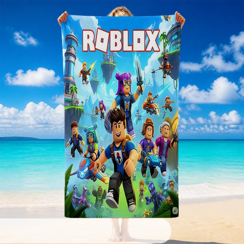 Schnelltrocknendes Strandtuch Roblox-Muster, Leichtes saugfähiges Handtuch für Pool, Strand, Urlaubsgebrauch