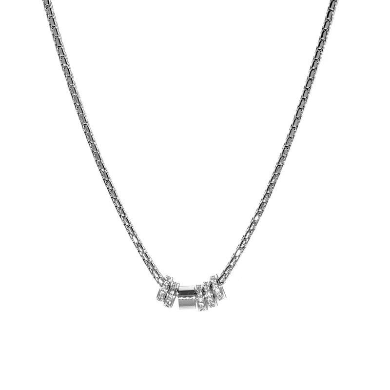 Sparkling Diamond Ring Pendant Necklace Collarbone Chain серебряный