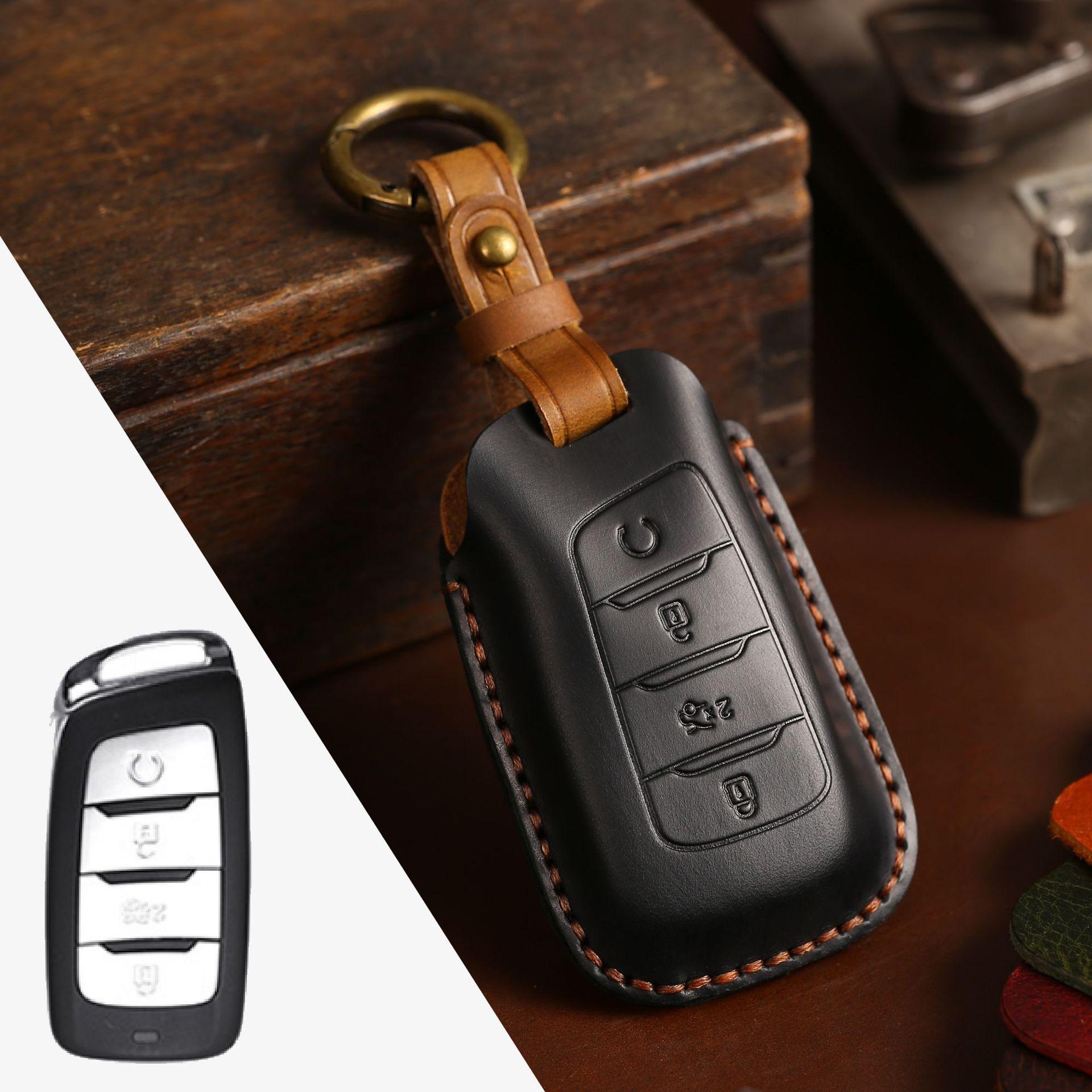 

Popular key bag is suitable for Changan key cover, pure handmade mad horse leather, car key bag protection чёрный