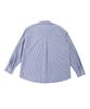 WHEN YOU MOVE Logo Stripe Asymmetrical Cotton Shirt Blue