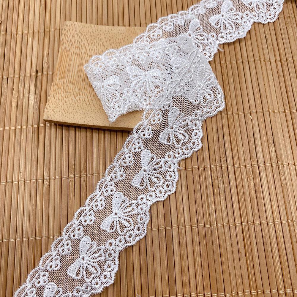 2Yards Cotton Embroidery Bow Sewing Ribbon Guipure Lace Trim Fabric DIY Garment Accessories Lace 3.5cm Width
