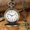 Vintage Punk Drachen Würfel Muster Quarz Taschenuhr Retro Bronze Anhänger Kette Halskette Uhr Zifferblatt mit Arabischen Ziffern Zeitanzeiger