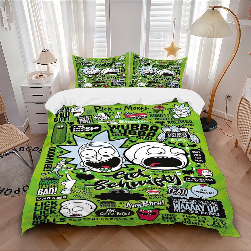 Rick Morty Sticker Art Print 3Pcs Bedding Setduvet Cover With 2 Bedropillowcase Home Birthday Gift