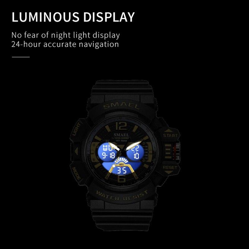 SMAEL Sportovní hodinky Pánské 50M Vodotěsné náramkové hodinky Dual Time Display Multifunkční Sportovní hodiny 8065 Pánské hodinky Digital