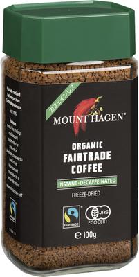 Mount Hagen Fairtrade entkoffeinierter Instantkaffee - Natürliches Entkoffeinierungsverfahren entfernt 99,7 % des Koffeins, bewahrt den Geschmack, 100g (x 1)