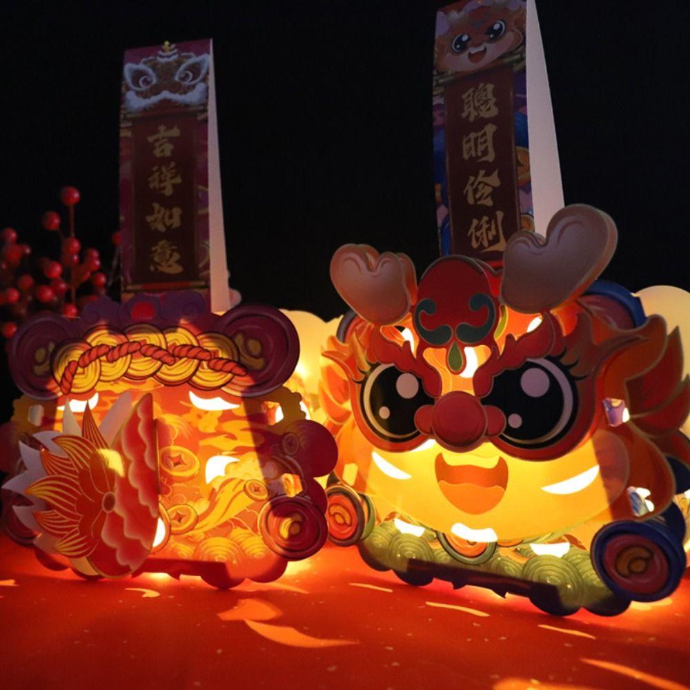 Traditional Dragon Year Portable Lantern Handmade Chinese Lantern DIY Materials  Home Decor