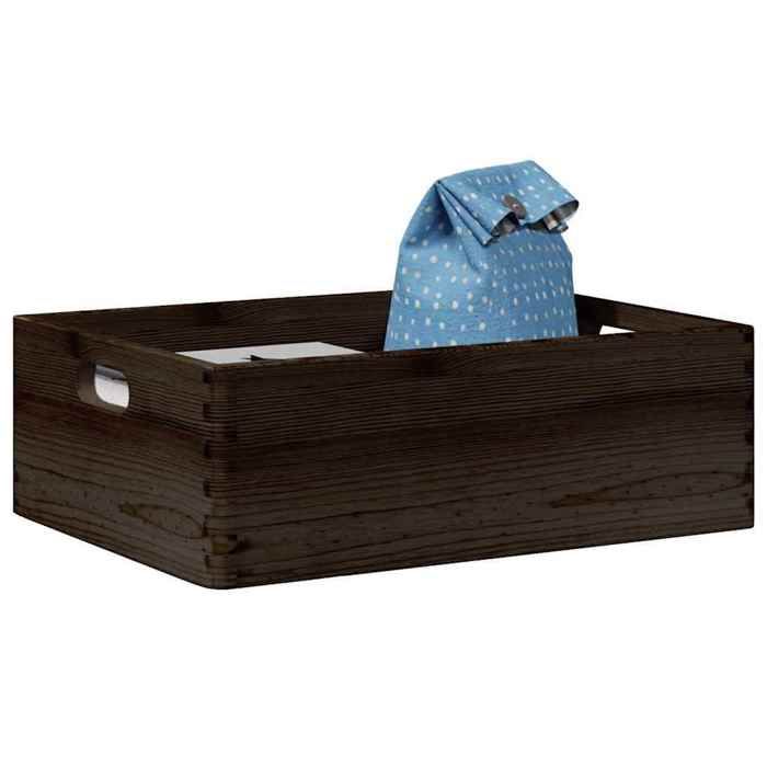 Boîte de rangement - vidaXL - Bois de pin massif - Noir - 40 x 30 x 13 cm - 12 L
