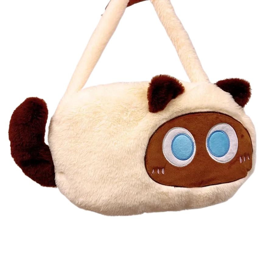 

Мягкий плюшевый рюкзак с изображением кота Kawaii Black Cat Plusie Toy Doll Женская модная сумка через плечо Сумки на плечо для детей Школьная сумка для детей Подарок 40*20cm коричневый