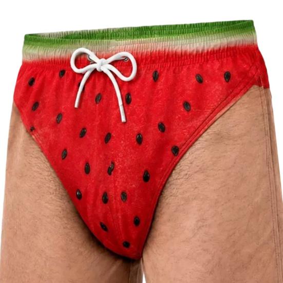 Novelty 3D Graphic Swimwear Hairy Big Booty Shorts, Men Funny Butt Print Beach Relaxed Fit Lounge Shorts Cheeky Briefs Pattern Swim Trunks for Summer