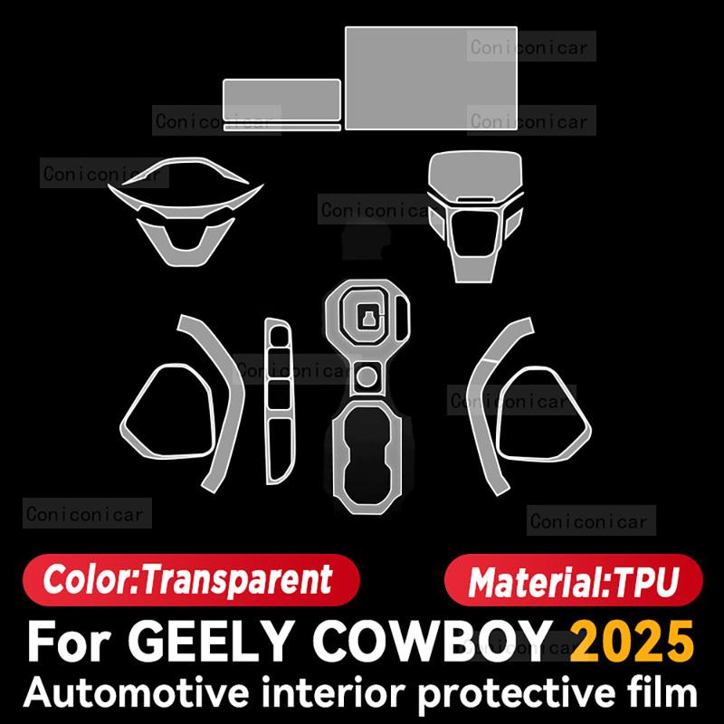 For GEELY COWBOY 2025 Car Interior Protection Anti-Scratch TPU Film trument Center Control Navigation Accessories