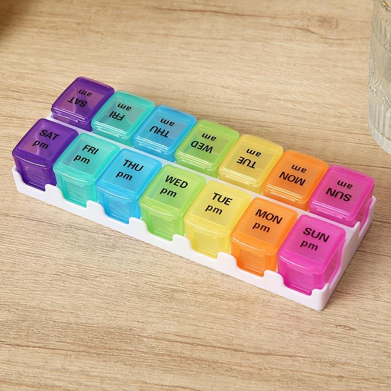 

New Hot Weekly Large 14 Grids Pill Case Box Removable Storage Box for 7 Days A Week, Pill Dispenser, Medicine,Vitamins,fish Oils