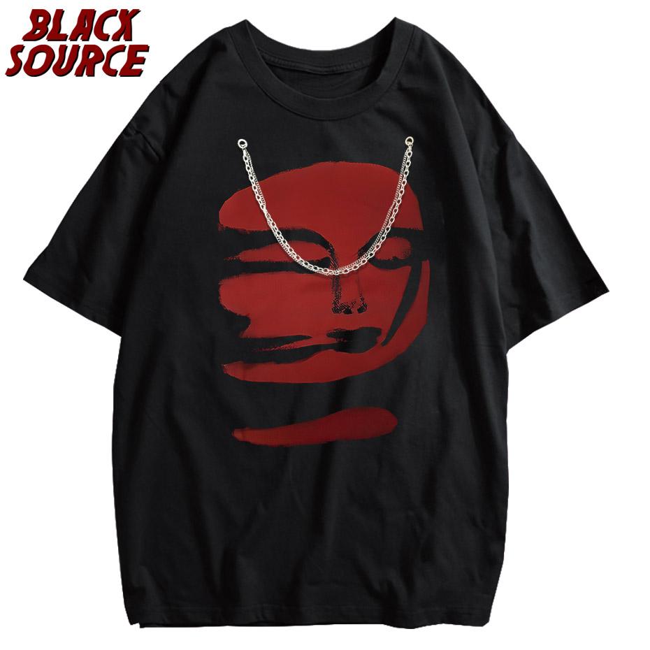 

Hip Hop Oversize TShirt Mens Streetwear Red Phantom Printed T Shirt Summer Men Harajuku Tshirt Short Sleeve Tops Tee M