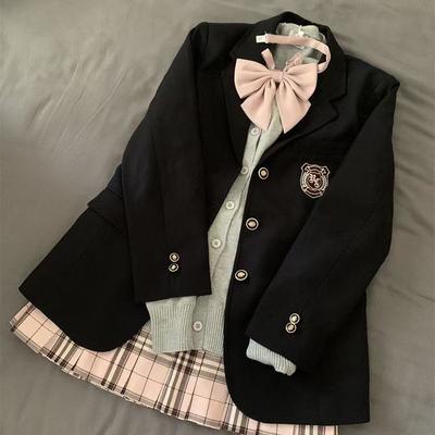Blazer Preppy Xadrez Vintage Y2k Feminino para Escola de Primavera