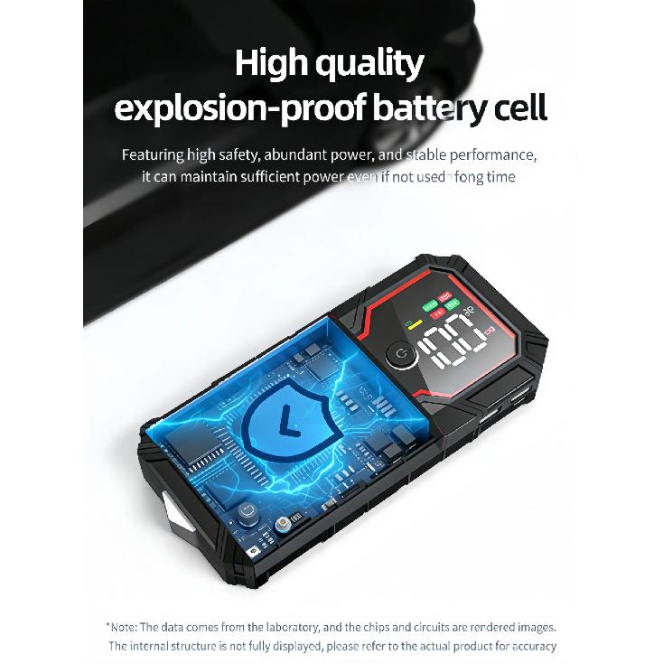 Car Jump Starter 8250A 12V Portable Emergency Power Bank Battery Starter for All Vehicle Types Black Red Simple