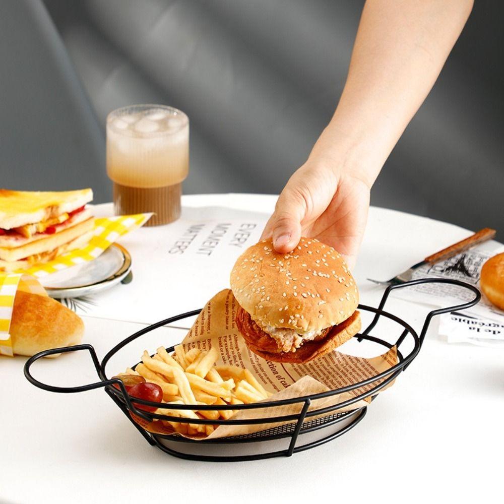 Creative Oval French Fries Basket Metal Basket Fried Chicken Basket Fast Food Baskets  Fast Food