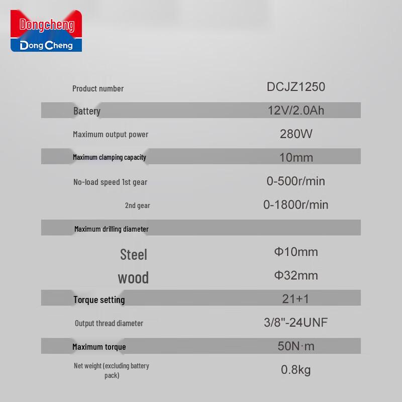 Dongcheng 12V Cordless Brushless Drill Driver CN Plug (adapter Included)