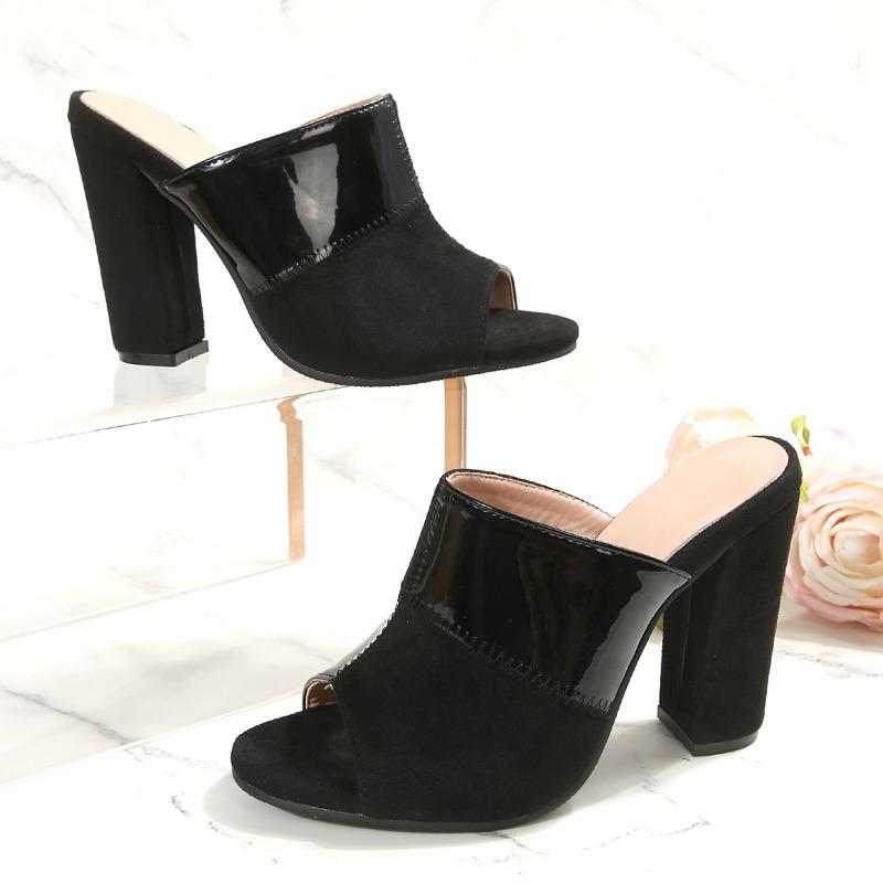 Fashion Fashion Block Heel Sandals and Slippers Women's New Summer Outward Wear Round Toe Open Toe One-line High Heels