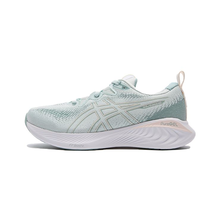 Asics Gel-Cumulus 25 Knitted Low-Top Running Shoes Women Sneaker Light-Gray Green 1012B441-301
