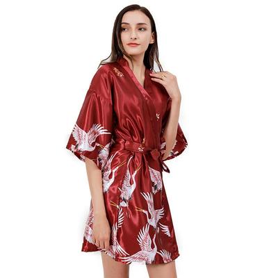 Women Print Short Sleeve Gown Robe Breathable Loungewear Pajamas