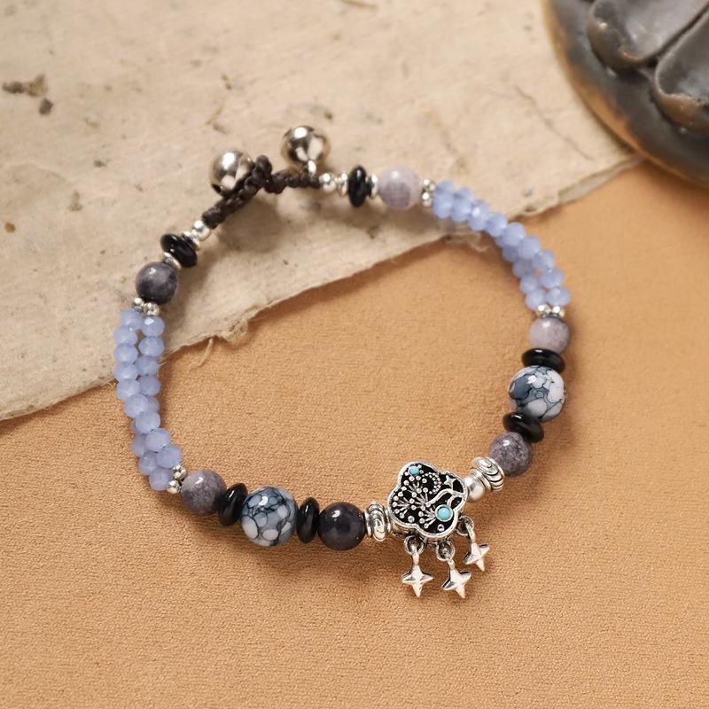 

Винтажный плетеный браслет в экзотическом стиле, нишевый дизайн, тибетская красная и синяя ручная веревка, браслет из тибетского серебра, женский