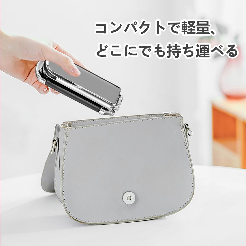 Hair Brush for Women Popular Folding Brush with Mirror Folding Hair Brush Hair Care Silver Compact/Portable Travel/Outdoor/Commuting/School Etc.