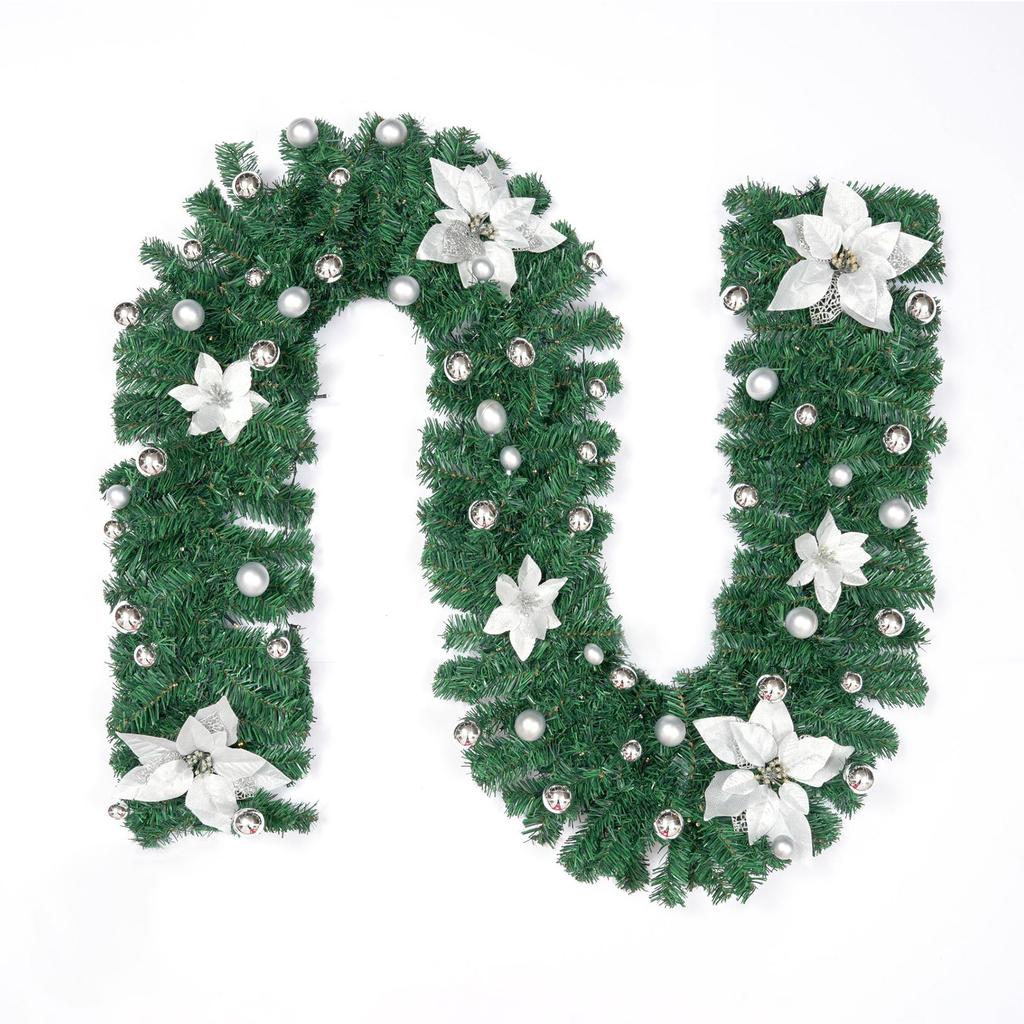 2.7M Christmas Decoration Rattan Christmas Garland Wreath for Mantel Stairs Home Indoor Outdoor Decor
