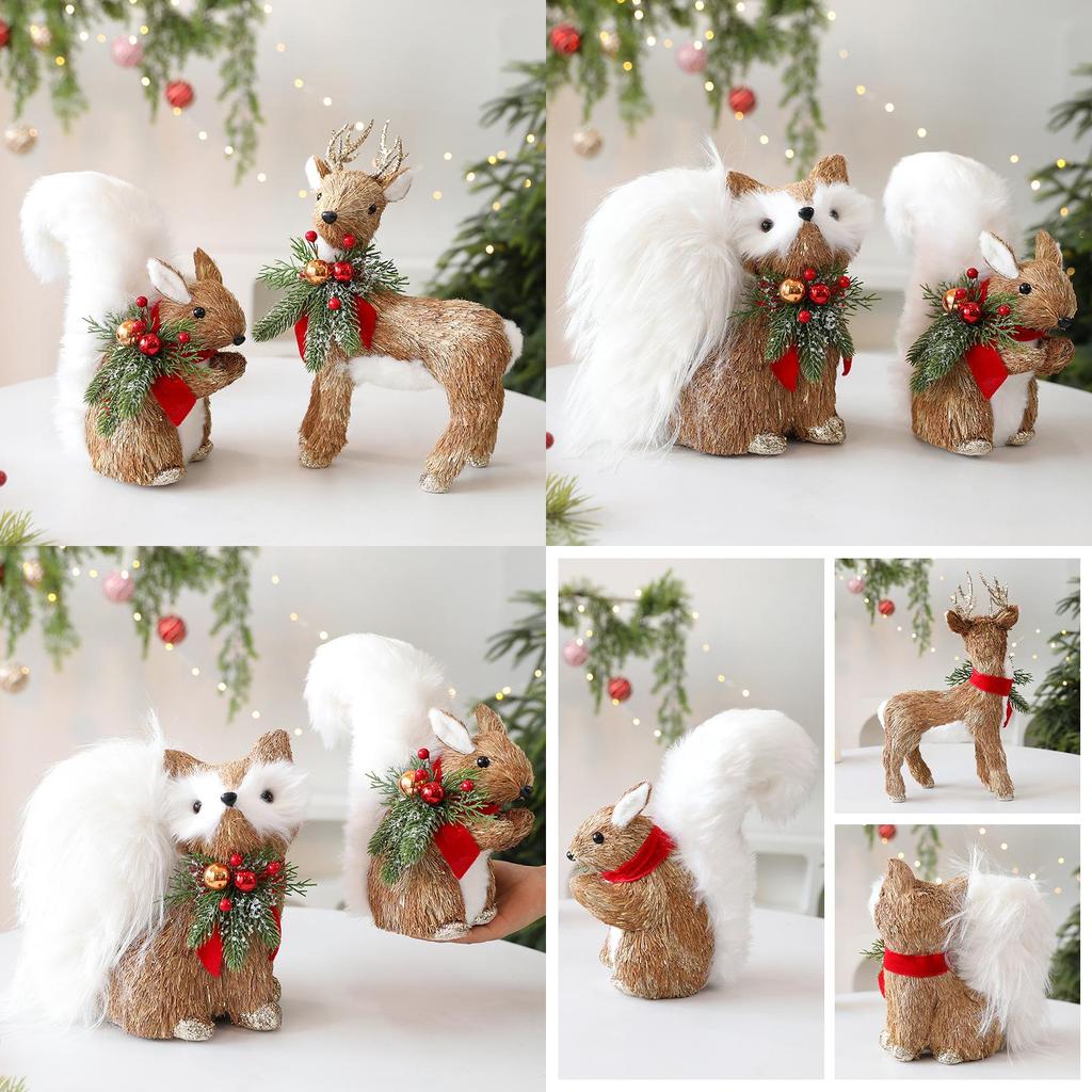 Christmas Woven Fox Squirrel Decor With European Style For Holiday Display