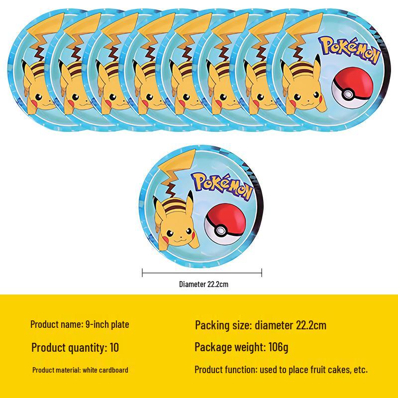 Pikachu Partyzubehör: Pappteller, Servietten, Becher, Tischdecke, Banner & Dekorationen