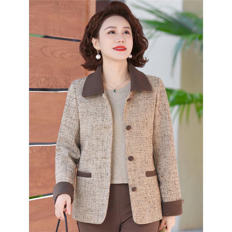 

Spring 2025 Elegant Loose Jacket for Middle-Aged Women 5XL (145-160 jin) серый