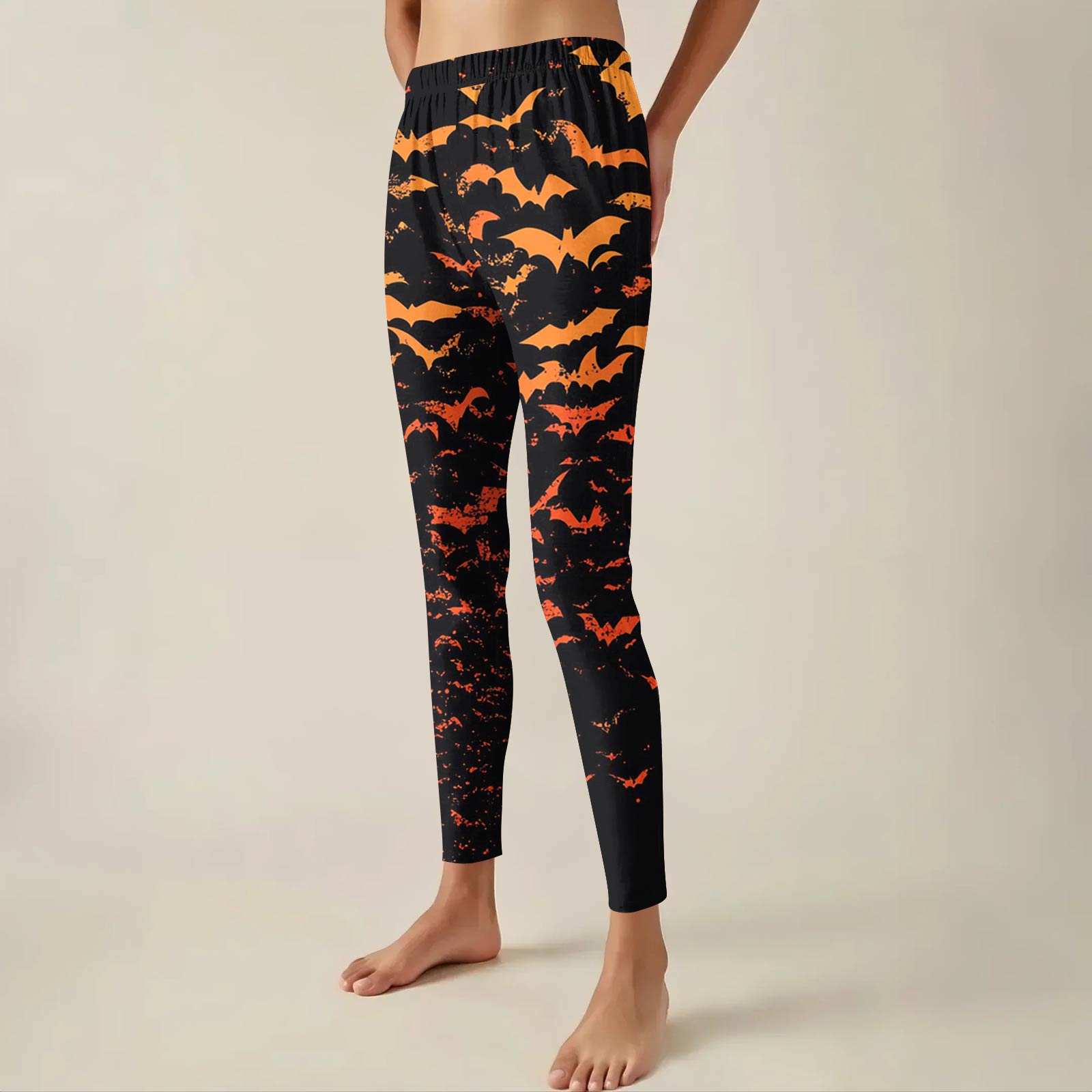 

Женские брюки с эластичным мягким низом и принтом Хэллоуина, повседневные домашние спальные брюки XXXL оранжевый