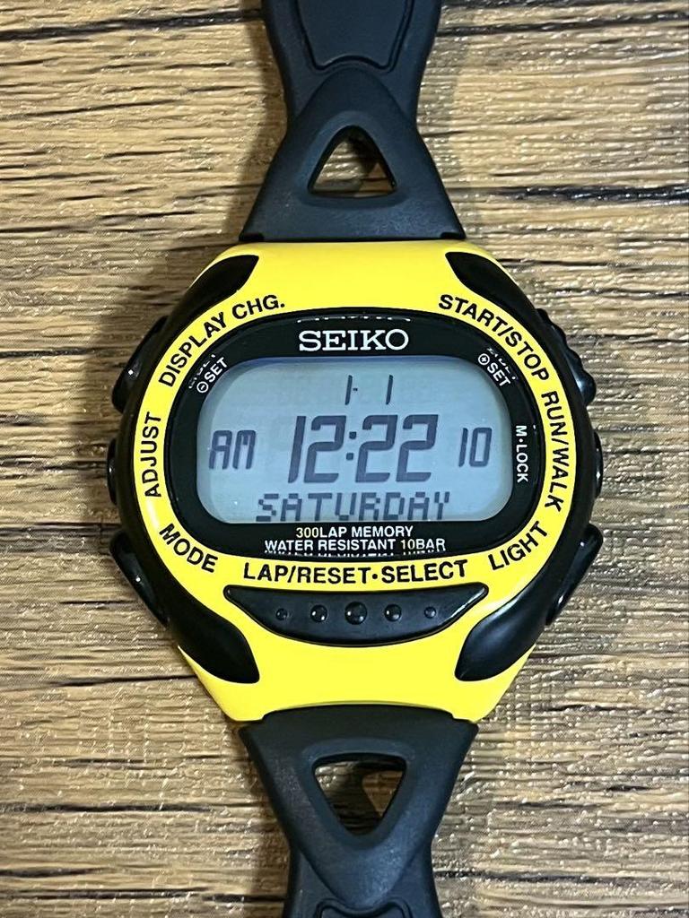 [USED] SEIKO Super Runners Digital Running Watch, Yellow/Black