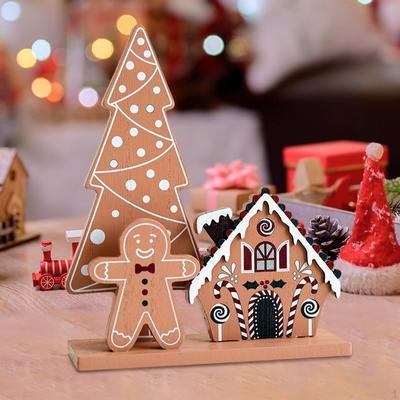 Christmas Tabletop Wooden Sign with Gingerbread