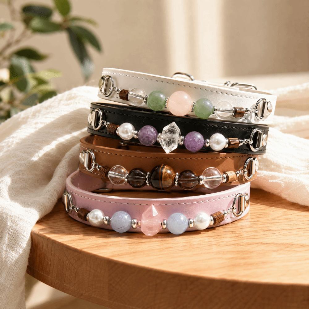 Verstellbares Katzenhalsband Abnehmbares Hundehalsband Exquisites Leder-Haustierhalsband Welpe